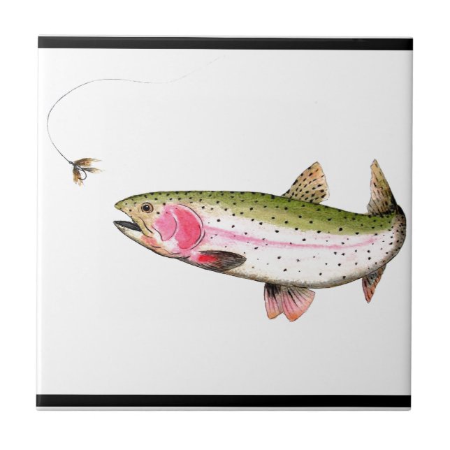Rainbow Trout Fly Fishing Tile (Front)
