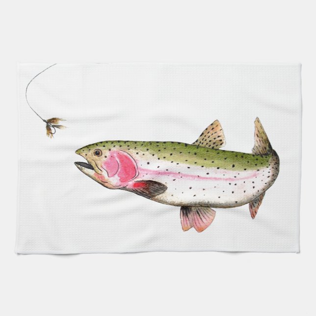 Rainbow Trout Fly Fishing Towel (Horizontal)