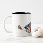 Rainbow Trout Fly Fishing Two-Tone Coffee Mug<br><div class="desc">Hand drawn, by myself, Tina of Fishing Hunting Life, Rainbow Trout. This image show cases the fly lure that the trout is going after. The image wraps around the cup. Look for my other designs that also include the water splash he is jumping out of! Perfect for the fly fisherman...</div>
