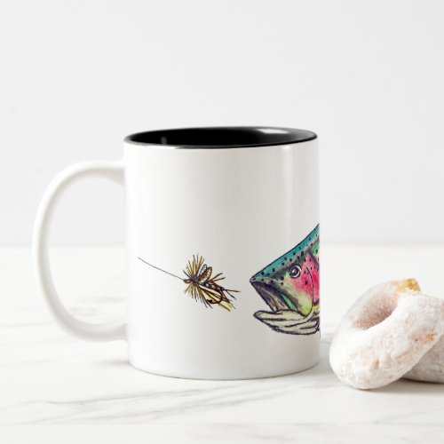 Rainbow Trout Fly Fishing Two_Tone Coffee Mug