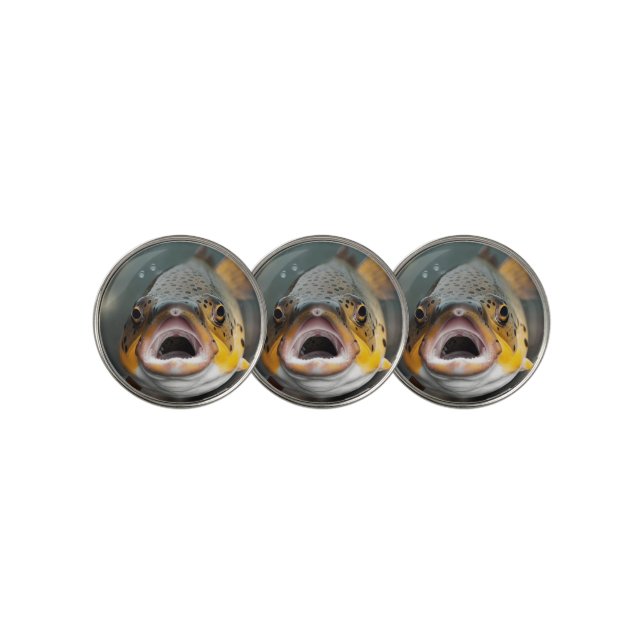Rainbow Trout Flying Fishing Golf Ball Marker (3 Up)