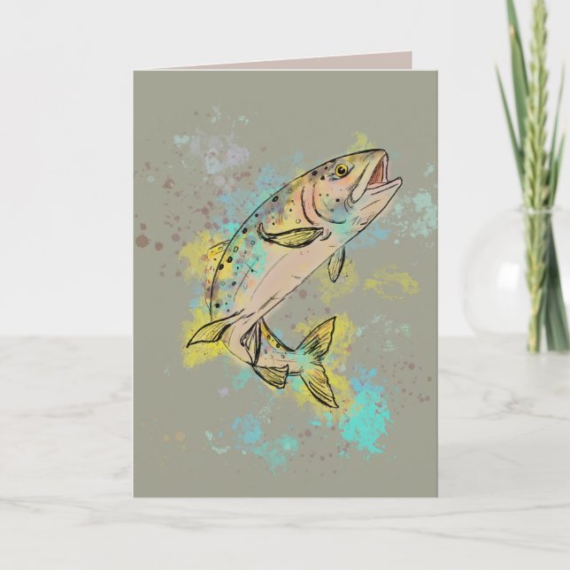 Rainbow Trout Folded Blank Card (Front)