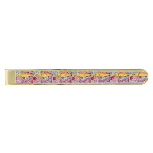 rainbow trout gold finish tie bar (Front)