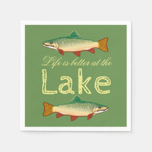Rainbow Trout Green Life is better at the Lake Napkins