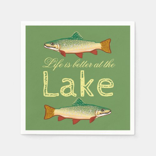 Rainbow Trout  Green Life is better at the Lake Napkins