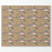 Rainbow Trout Jumping of Fly Fishing Lure Wrapping Paper