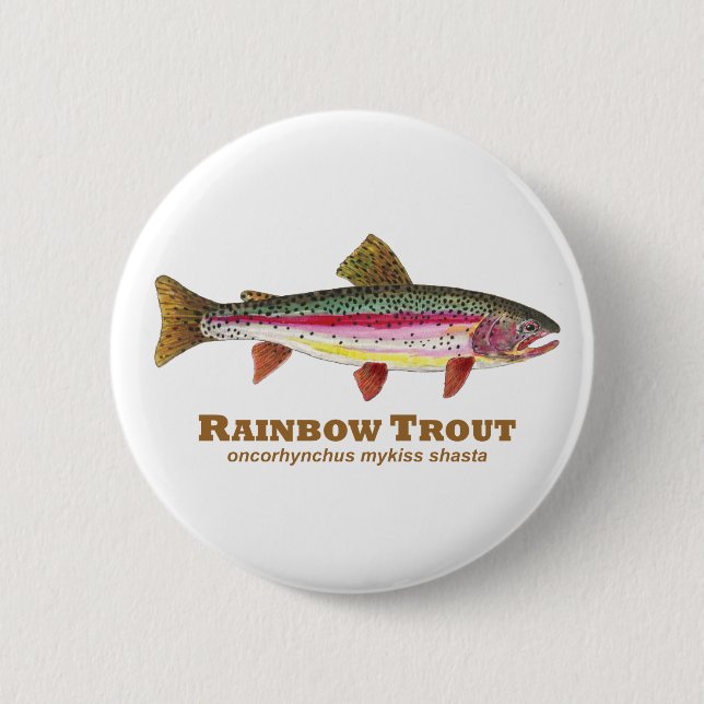 Rainbow Trout Latin Name Pinback Button (Front)