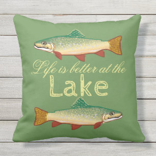 Rainbow Trout Life is better at the Lake Throw Pillow