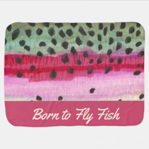 Rainbow Trout Little Angler's "Born to Fly Fish" Swaddle Blanket