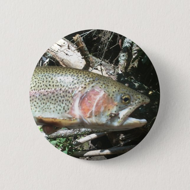 Rainbow trout pinback button (Front)