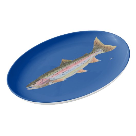 Rainbow Trout Porcelain Serving Platter (Angled)