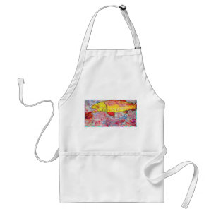 rainbow trout screenprint look adult apron