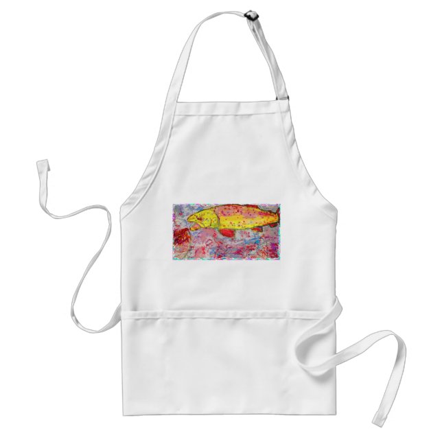 rainbow trout screenprint look adult apron (Front)