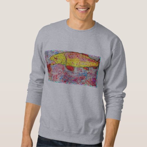 rainbow trout screenprint look sweatshirt