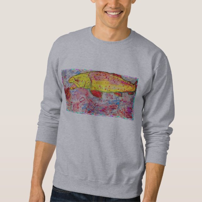 rainbow trout screenprint look sweatshirt (Front)