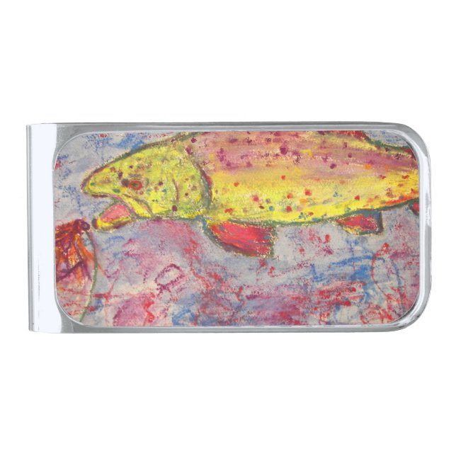 Rainbow Trout Silver Finish Money Clip (Front)