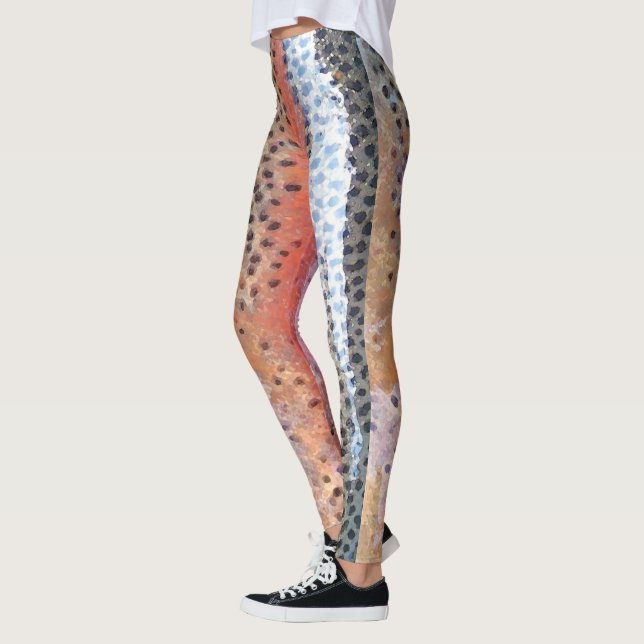 Rainbow Trout Skin Abstract Pattern Leggings (Left)