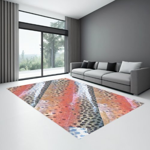 Rainbow Trout Skin Abstract Pattern Printed Rug