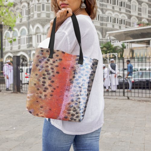 Rainbow Trout Skin Abstract Pattern Tote Bag
