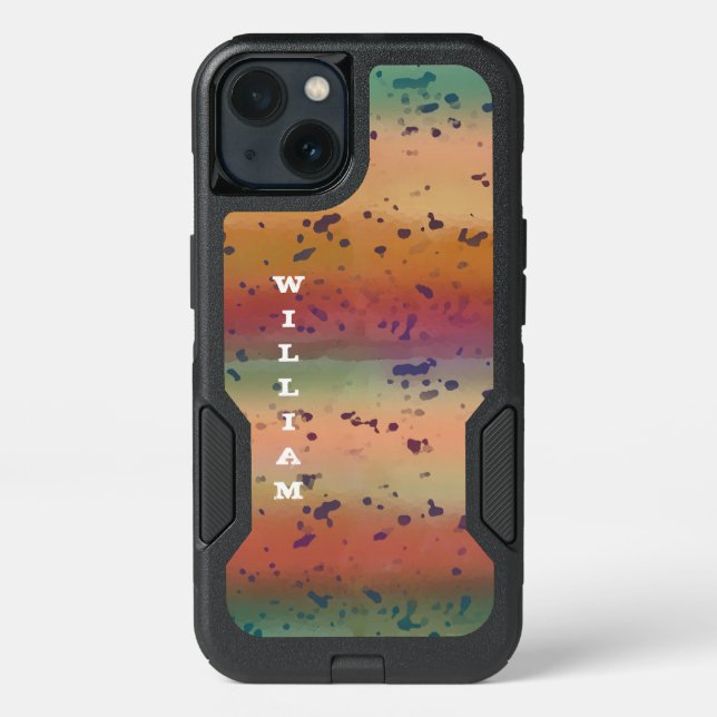 Rainbow Trout Skin Speckled Pattern With Name Otterbox iPhone Case (Back)