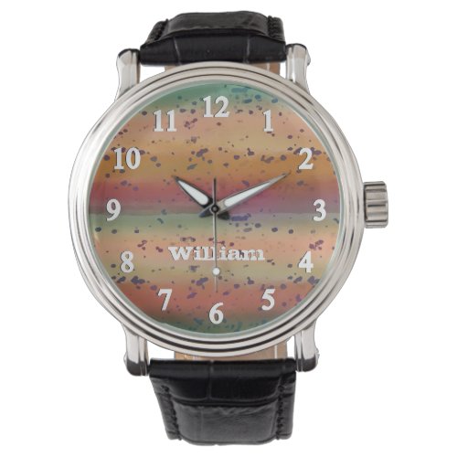 Rainbow Trout Spotted Pattern With Name Fishermens Watch