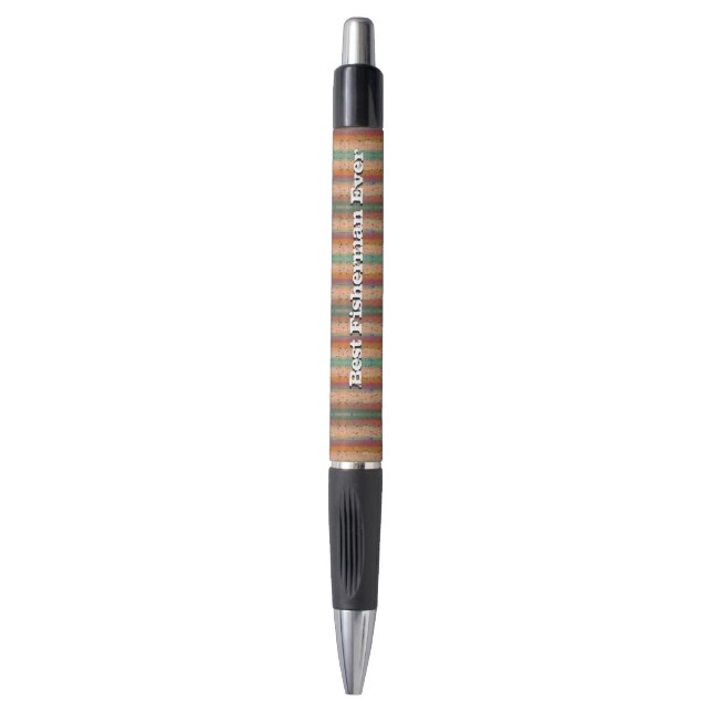 Rainbow Trout Stripes Pattern Best Fisherman Ever Pen (Front Vertical)