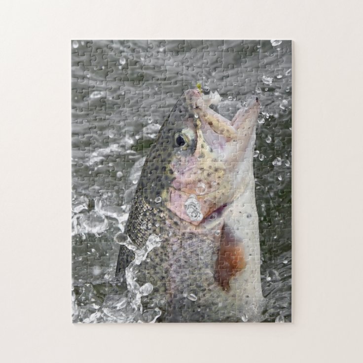 Rainbow Trout Takes The Bait Jigsaw Puzzle Zazzle