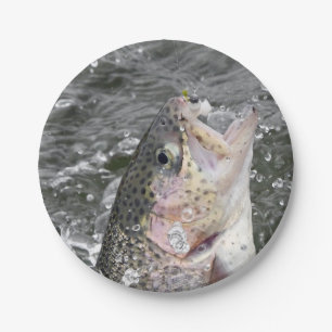 Rainbow Trout Takes The Bait Paper Plates