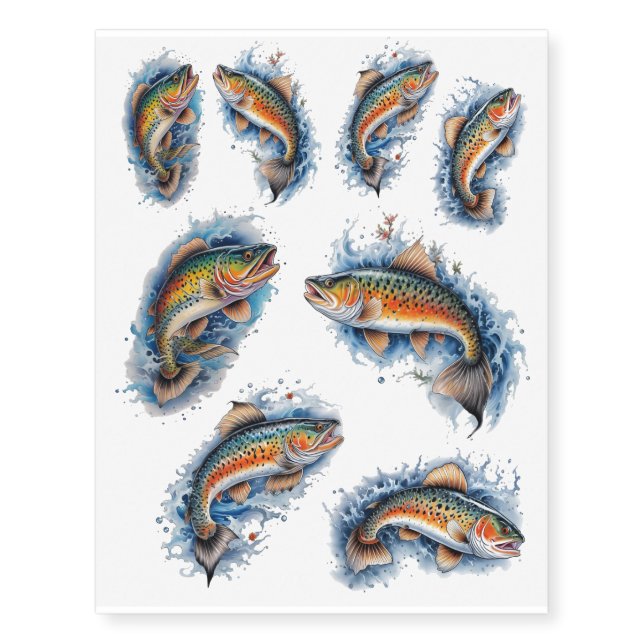 Rainbow Trout Temporary Tattoos (Front)