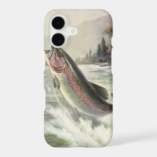 Rainbow Trout, Vintage Fisherman Fishing for Fish iPhone 17 Case