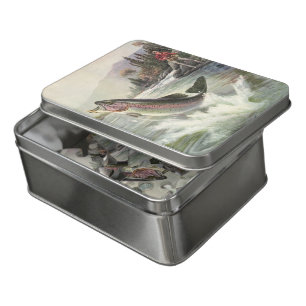 Rainbow Trout, Vintage Fisherman Fishing for Fish Jigsaw Puzzle