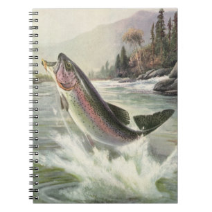 Rainbow Trout, Vintage Fisherman Fishing for Fish Notebook