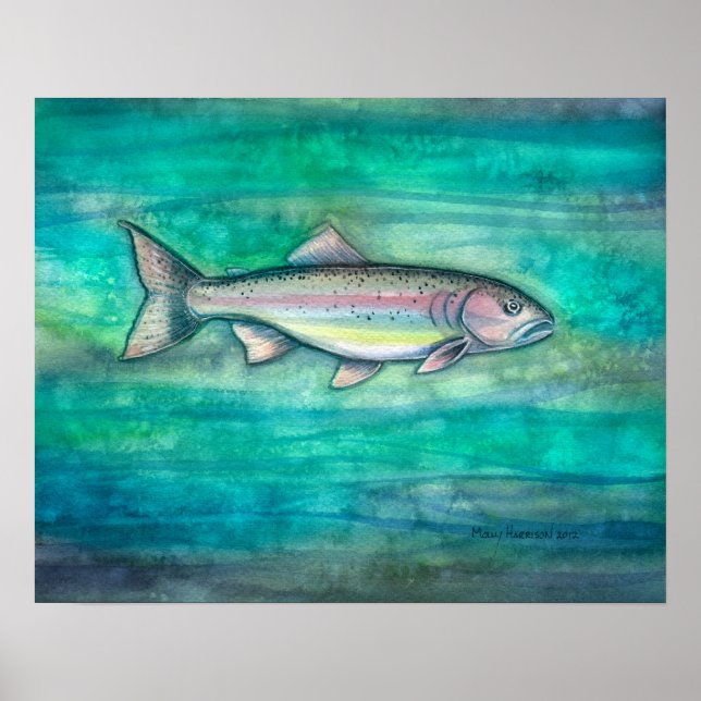 Rainbow Trout Watercolor Print by Molly Harrison (Front)
