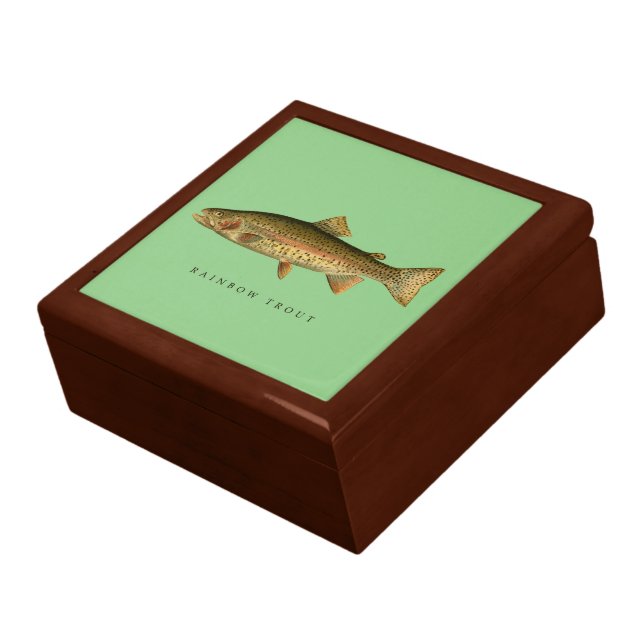 Rainbow Trout Wooden Jewelry Keepsake Box (Side)