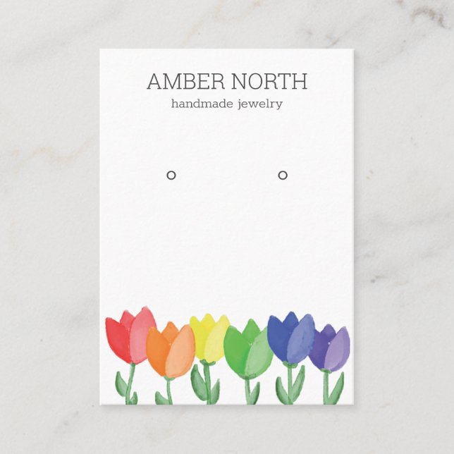 Rainbow Tulip  Flower Jewelry  Earring Display Business Card (Front)
