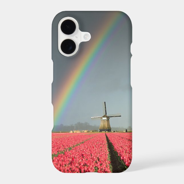 Rainbow, tulips and windmill iPhone case (Back)