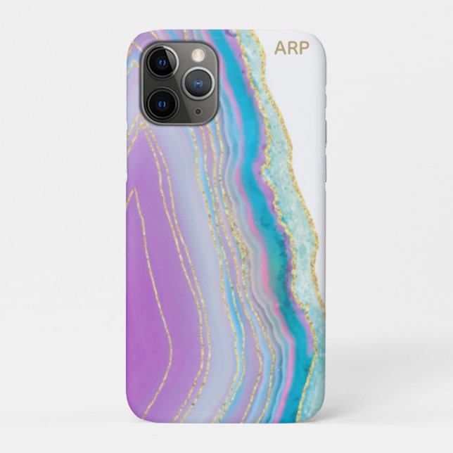 *~* Rainbow Turquoise Agate Gold Glitter Pastel Case-Mate iPhone Case (Back)
