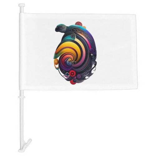 Rainbow Turtle Car Flag