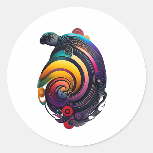 Rainbow Turtle Classic Round Sticker (Front)