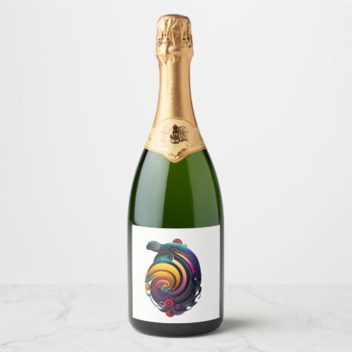 Rainbow Turtle Sparkling Wine Label