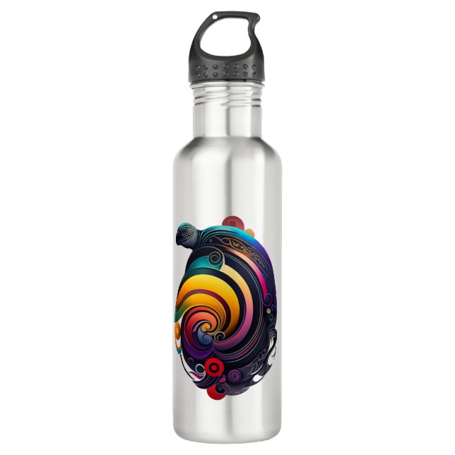 Rainbow Turtle Stainless Steel Water Bottle (Front)