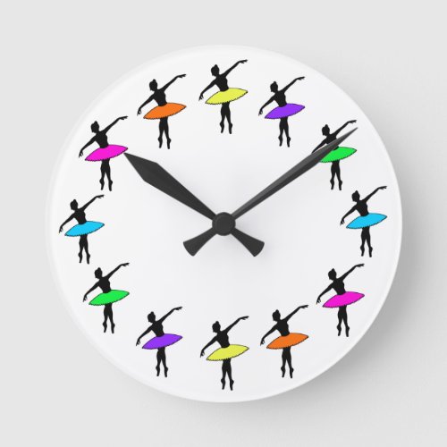 Rainbow Tutus Ballet Dancer Ballerina Dance Clock