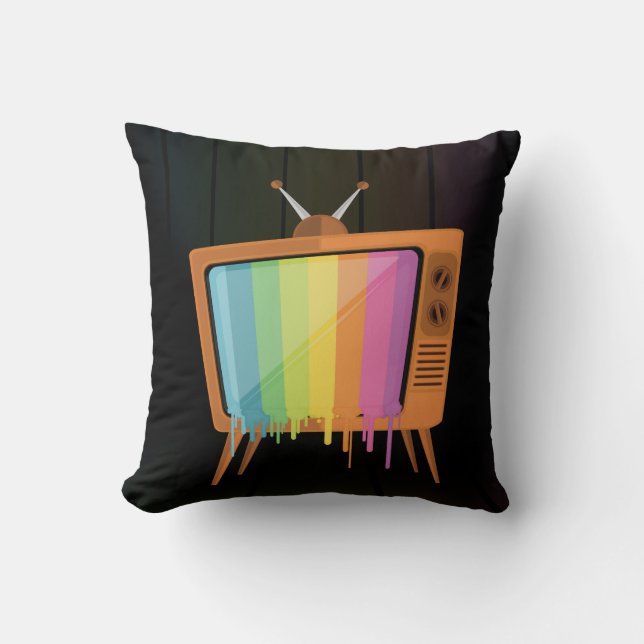 Rainbow TV   Throw Pillow (Front)