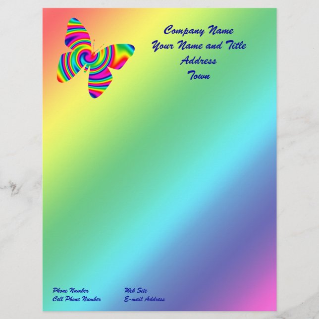 Rainbow Twirl Butterfly Letterhead (Front)