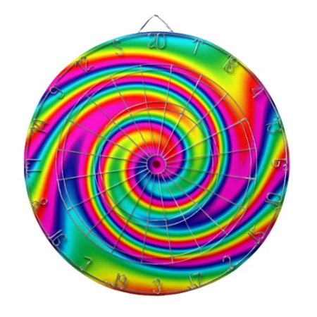Rainbow Twirl Dartboard With Darts