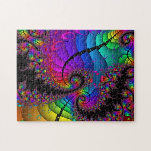 Rainbow Twirl Fractal Art Jigsaw Puzzle