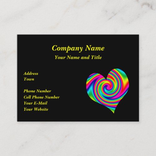 Rainbow Twirl Heart Cutouts Business Card