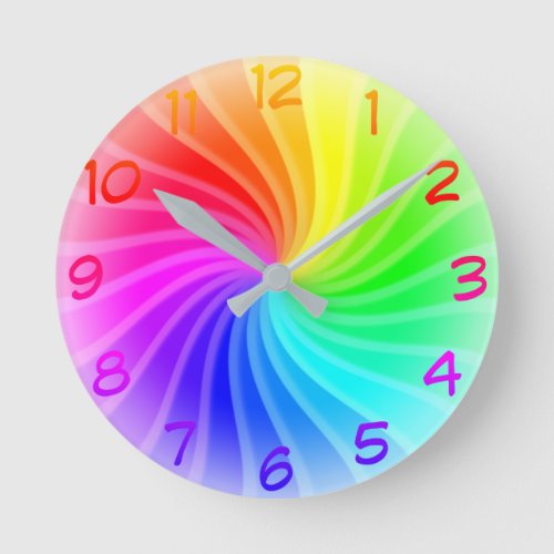 Rainbow Twirl Round Clock