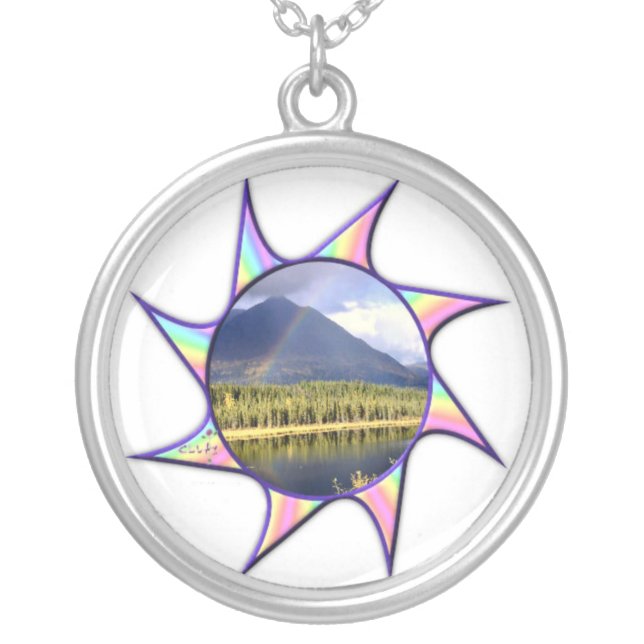 Rainbow Twirl Silver Plated Necklace (Front)
