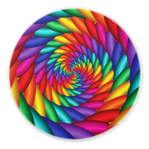 Rainbow Twist Fractal Ceramic Knob